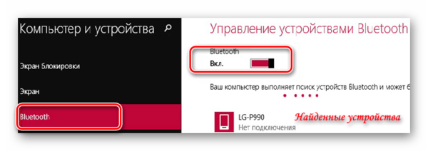Bluetooth на Windows 8