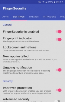 Сканер отпечатков пальцев для защиты Андроид приложений