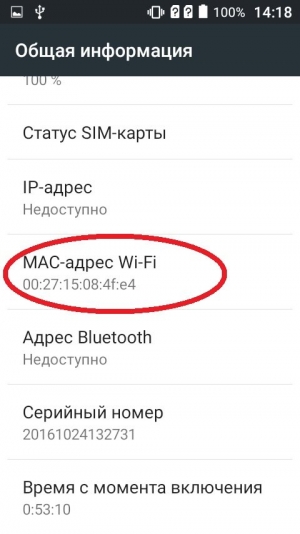 Как узнать mac адрес Android телефона