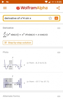 Приложение Wolfram Alpha на Андроид