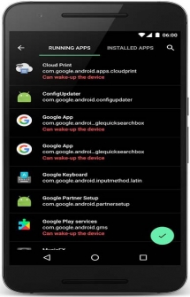 Приложение позволяет определить и перевести в спящий режим фоновые процессы и сервисы на Android