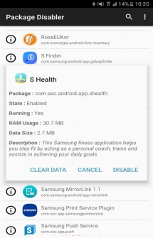 Программа для отключения системных приложений на Samsung телефонах без root прав для Android
