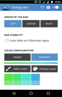 Программа для отображение заряда батареи в виде настраиваемой полосы вверху статусбара на Android