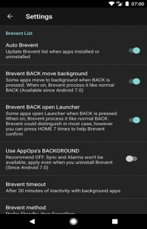 Приложение Brevent на Андроид