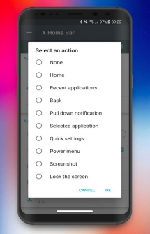 Приложение добавляет экранную кнопку схожую как у iPhone X на Андроид