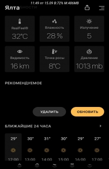 Погодное приложение Today Weather на Андроид