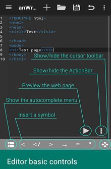 AnWriter free (редактор HTML) на Андроид